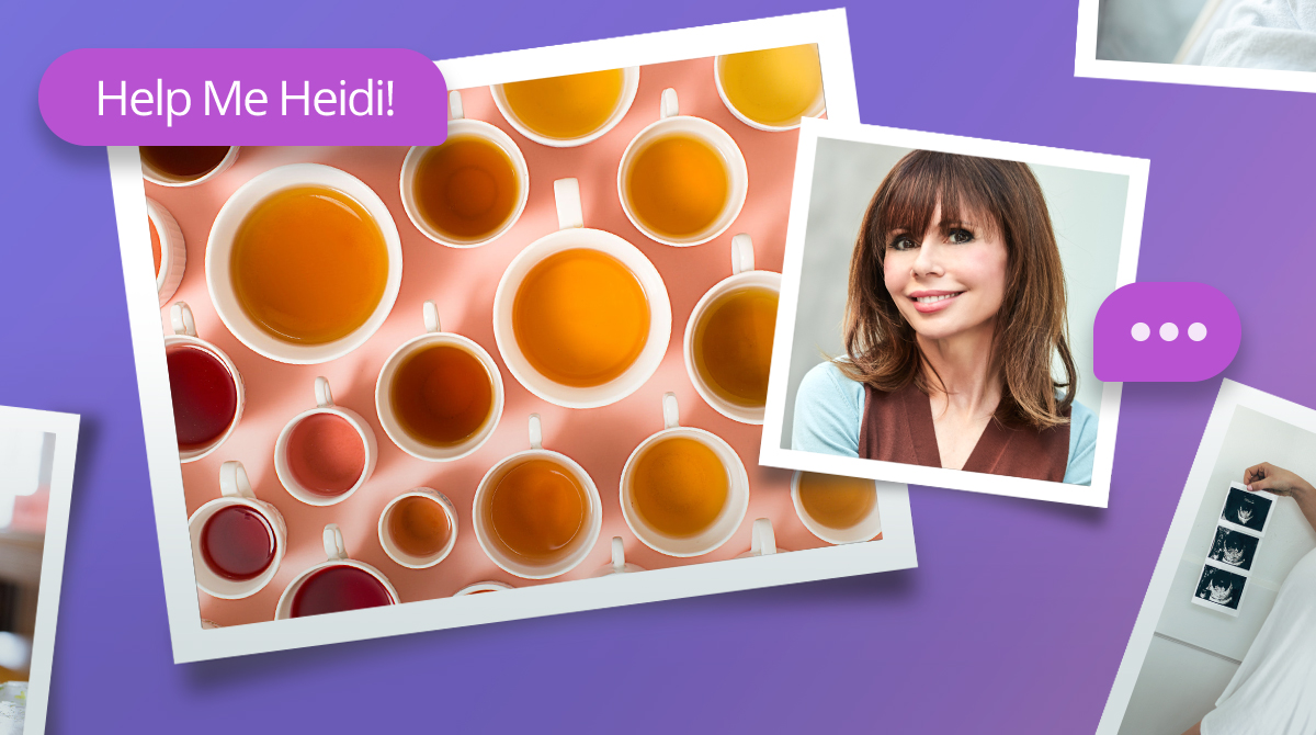 help me heidi murkoff, what herbal teas are safe during pregnancy, aerial shot of cups of different herbal teas