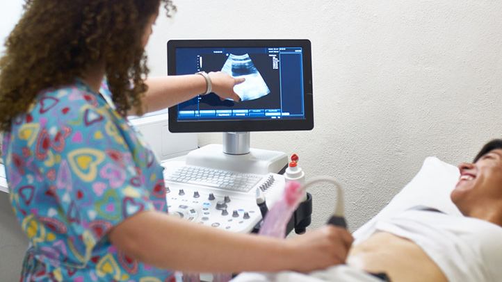 pregnant woman getting ultrasound